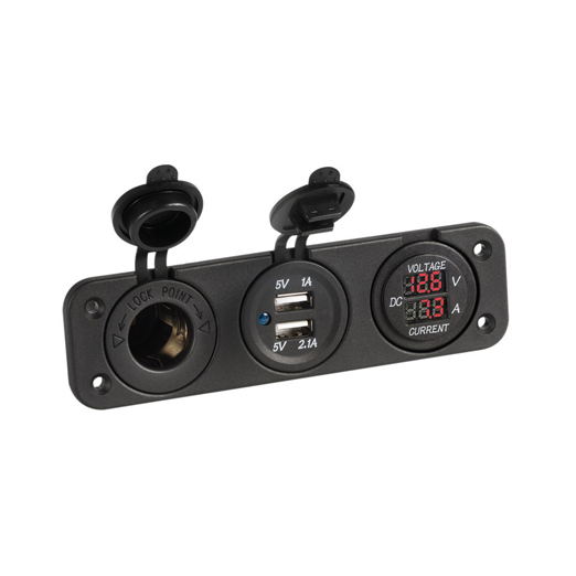 Voltimetro y Amperimetro con Doble USB y Conexion Mechero