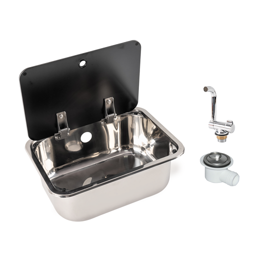 Fregadero Rectangular con Tapa de Cristal (380x277mm)