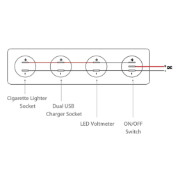 Panel 4 en 1 (Interruptor, USB, Toma y Voltimetro)