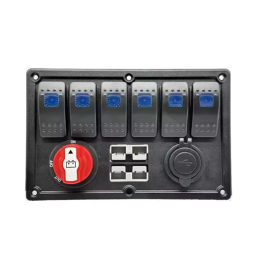 Panel 6 Interruptores + Desconectador + Doble USB + Enchufe Anderson