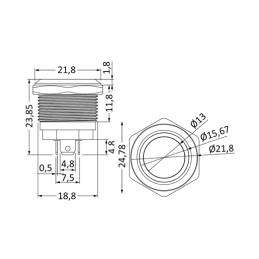 Pulsador Redondo Inoxidable 12/24V